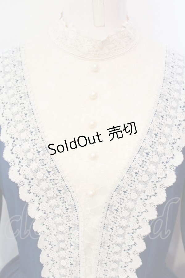 画像2: Innocent World / キャトリーヌ(長袖)ワンピース M ブルー×キナリ O-25-06-09-035-IW-OP-OW-OS (2)