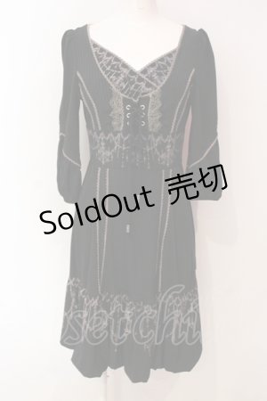 画像: OZZ ANGELO / ストライプ切替シャンデリアカットワンピース  ブラック O-25-06-09-043-OO-OP-IG-OS