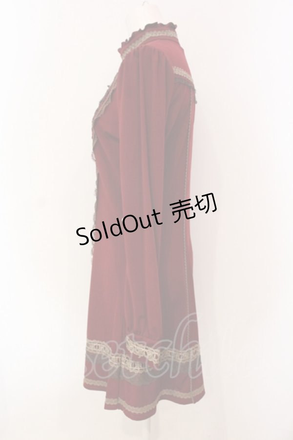 画像3: OZZ ANGELO / モチーフレーススタンドネックワンピース  ボルドー O-25-06-09-044-OO-OP-IG-OS (3)