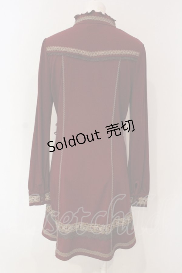 画像4: OZZ ANGELO / モチーフレーススタンドネックワンピース  ボルドー O-25-06-09-044-OO-OP-IG-OS (4)