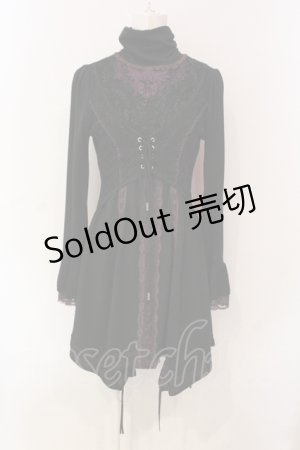 画像: OZZ ANGELO / レース重ねニットソーワンピース  ブラック×パープル系 O-25-06-09-056-OO-OP-IG-OS
