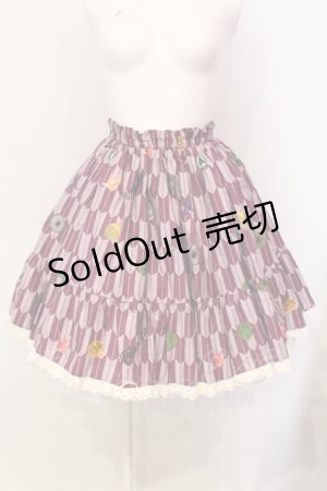 画像: metamorphose / ハイカラ小町フリルミニスカート  エンジ O-25-06-09-007-ME-SK-OW-OS