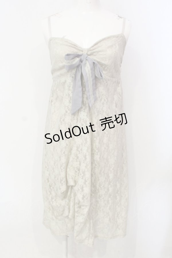 画像1: axes femme / リボン付き総レースキャミワンピース M アイボリー O-25-06-09-061-AX-OP-IG-OS (1)