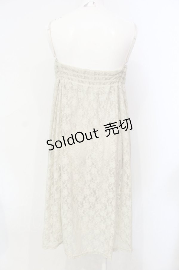 画像2: axes femme / リボン付き総レースキャミワンピース M アイボリー O-25-06-09-061-AX-OP-IG-OS (2)