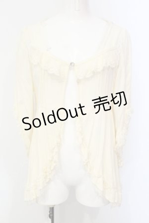 画像: axes femme / レース切り替えワッシャーボレロ M アイボリー O-25-06-09-063-AX-TO-IG-OS