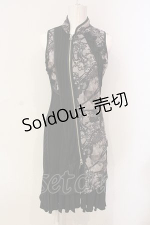 画像: Ozz oneste / 和柄切替ノースリーブワンピース  ブラック O-25-06-09-068-OO-OP-IG-OS