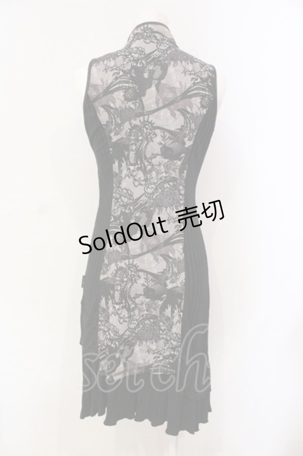 画像3: Ozz oneste / 和柄切替ノースリーブワンピース  ブラック O-25-06-09-068-OO-OP-IG-OS (3)