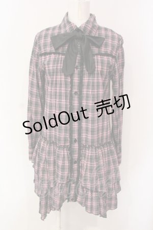 画像: ALGONQUINS / ティアードシャツワンピース  ピンク×ブラックチェック O-25-06-09-073-AL-OP-IG-ZS