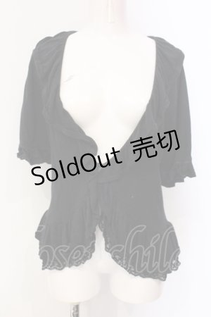 画像: axes femme / 半袖カットカーディガン M クロ O-25-06-09-078-AX-TO-IG-OS