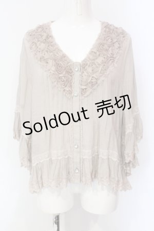 画像: axes femme / フラワーモチーフレースフリルボレロ M ベージュ O-25-06-09-079-AX-TO-IG-OS