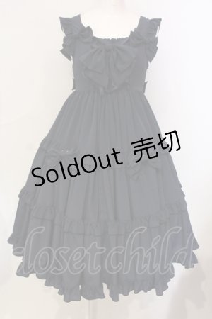 画像: metamorphose / ティアードフリルハイウエストジャンパースカート  ネイビー O-25-06-09-011-ME-OP-OW-OS