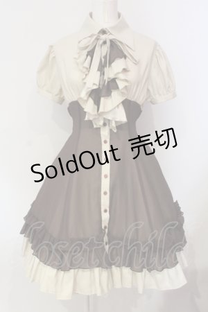 画像: ATELIER BOZ / ラルフェイ半袖ワンピース  ブラウン×ベージュ O-25-06-09-013-EL-OP-OW-OS