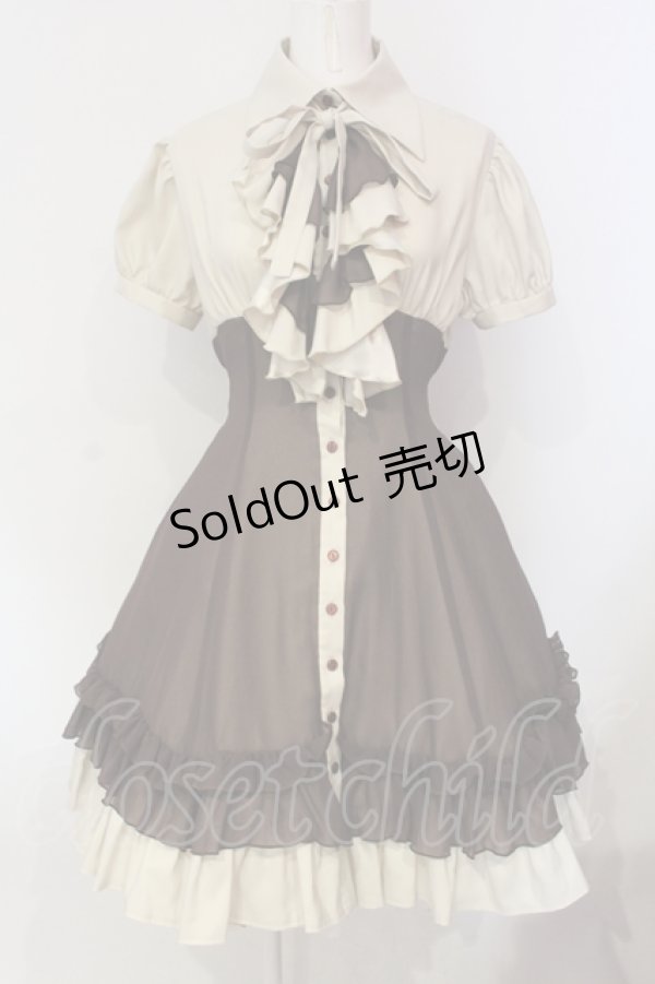 画像1: ATELIER BOZ / ラルフェイ半袖ワンピース  ブラウン×ベージュ O-25-06-09-013-EL-OP-OW-OS (1)