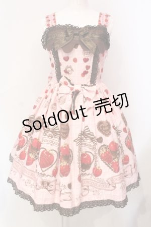 画像: BABY,THE STARS SHINE BRIGHT / Strawberry Loves Chocolate柄ジャンパースカートI  ピンク O-25-06-09-015-BA-OP-OW-OS