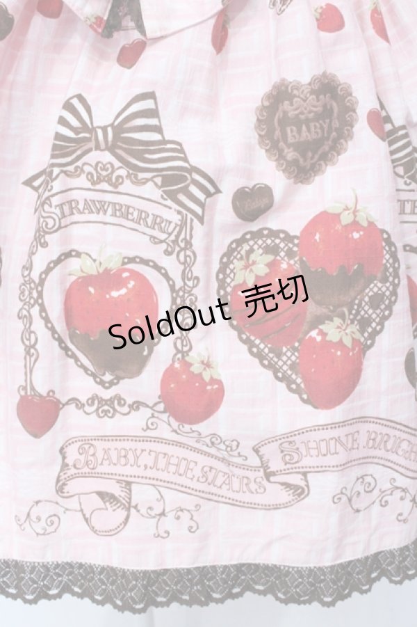 画像3: BABY,THE STARS SHINE BRIGHT / Strawberry Loves Chocolate柄ジャンパースカートI  ピンク O-25-06-09-015-BA-OP-OW-OS (3)