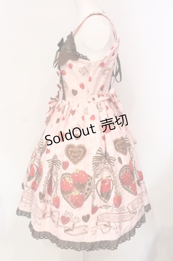 画像4: BABY,THE STARS SHINE BRIGHT / Strawberry Loves Chocolate柄ジャンパースカートI  ピンク O-25-06-09-015-BA-OP-OW-OS (4)
