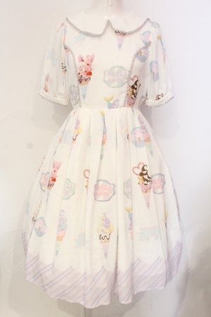 画像: axes femme kawaii / アイス柄半袖ワンピース M シロ O-25-06-09-020-AX-OP-YM-OS