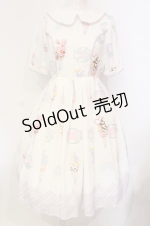 画像: axes femme kawaii / アイス柄半袖ワンピース M シロ O-25-06-09-020-AX-OP-YM-OS
