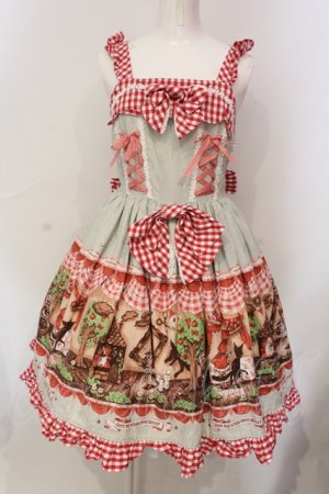 画像: BABY,THE STARS SHINE BRIGHT / My little red riding hood柄ギンガムジャンパースカート  ミント O-25-06-09-022-BA-OP-IG-OS