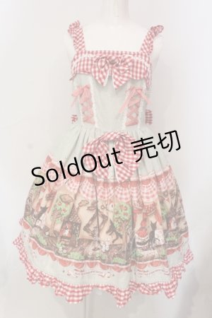画像: BABY,THE STARS SHINE BRIGHT / My little red riding hood柄ギンガムジャンパースカート  ミント O-25-06-09-022-BA-OP-IG-OS