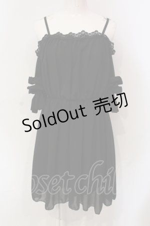 画像: イチオク / オフショルチュニック  ブラック O-25-06-10-039-PU-TO-OW-OS