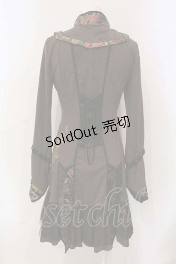 画像4: Ozz oneste / ジャガード切り替え胸開きワンピース  ブラウン O-25-06-10-041-OO-OP-OW-ZY (4)