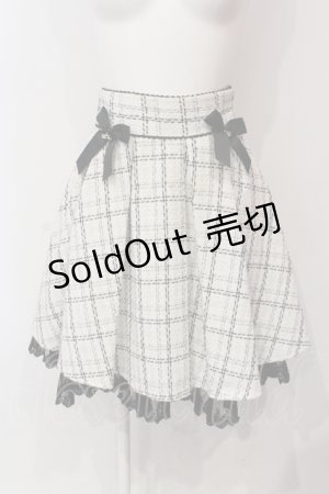 画像: Amavel / ビジューツインリボンツイードスカート  シロ×クロ O-25-06-10-044-CA-SK-IG-OS