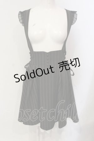 画像: Secret Honey / サイドレースアップサスペンダースカート  クロ×アイボリー O-25-06-10-049-CA-SK-IG-OS