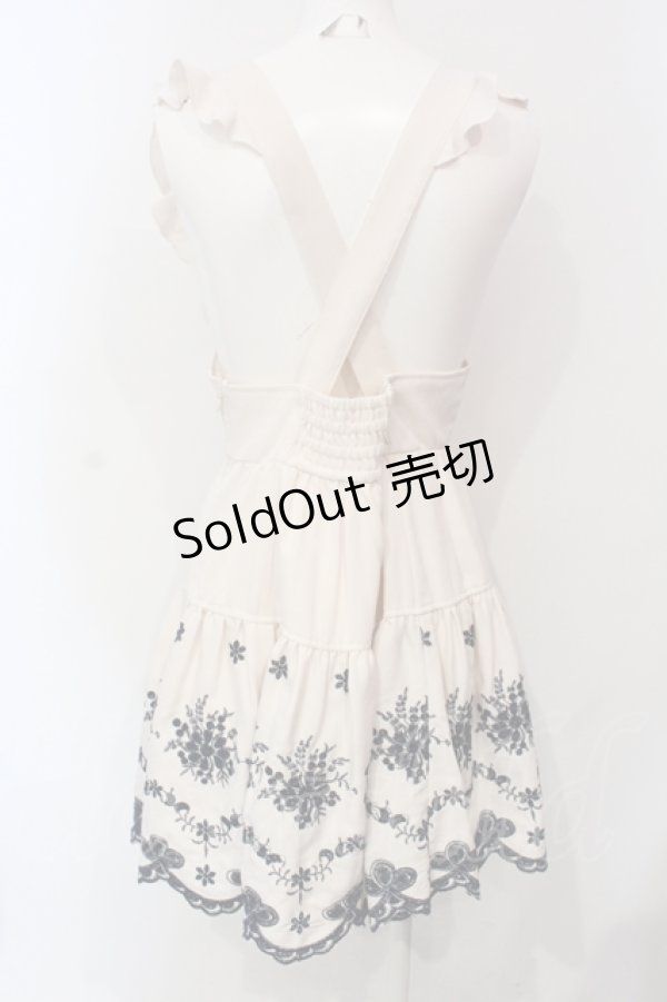 画像3: LIZ LISA / 刺繍スカラップサスペンダースカート  アイボリー×ネイビー O-25-06-10-055-LO-SK-IG-ZY (3)