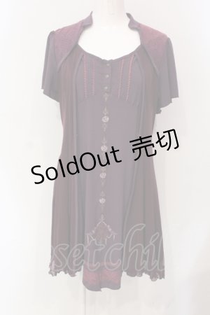画像: Ozz Croce / ローズ刺繍異素材ワンピース  パープル O-25-06-10-056-OO-OP-IG-OS