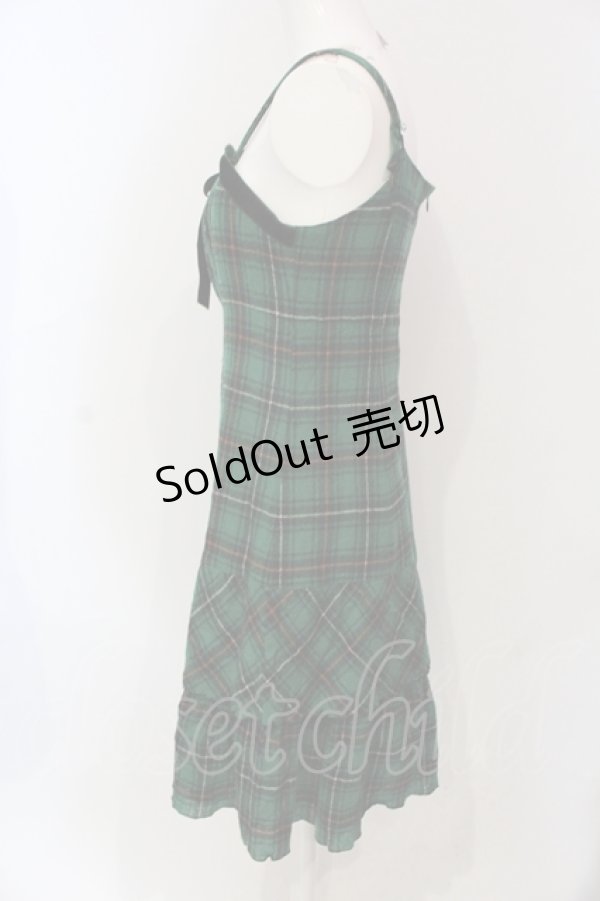 画像2: Emily Temple cute / 別珍リボンチェックキャミワンピース M グリーン O-25-06-10-068-ET-OP-OW-ZT467 (2)
