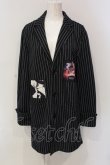 画像1: KMK / パッチストライプミディテーラードジャケット M ブラック O-25-06-10-069-PU-JA-YM-OS (1)