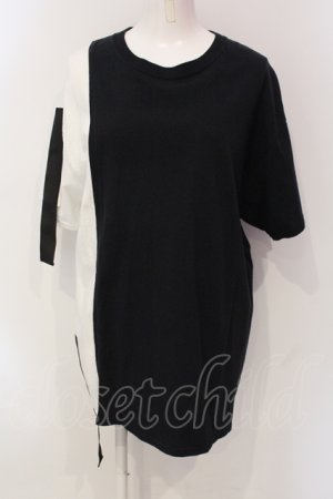 画像: KMK / バイカラーテープBIG Tシャツ  ブラックｘホワイト O-25-06-10-070-PU-TS-YM-OS