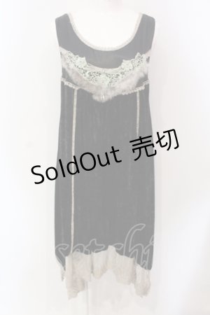 画像: axes femme / ファーベロアノースリーブワンピース M クロ×ベージュ O-25-06-10-009-AX-OP-IG-OS