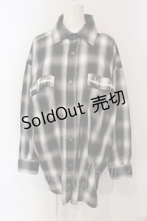 画像: REFLEM / バックプリントBIGチェックシャツ F ブラック O-25-06-10-073-PU-BL-YM-OS