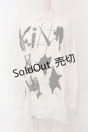 画像: KMK / ペイントBIGシャツ F ホワイト O-25-06-10-075-PU-BL-YM-ZY
