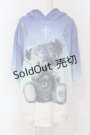 画像: TRAVAS TOKYO / ショルダーZIPクマ半袖プルオーバー半袖パーカー  ブルー系 O-25-06-10-077-PU-TO-IG-OS