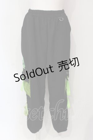 画像: ACDC RAG / 渦雷 カーゴパンツ  ブラック×グリーン O-25-06-10-081-PU-PA-IG-OS