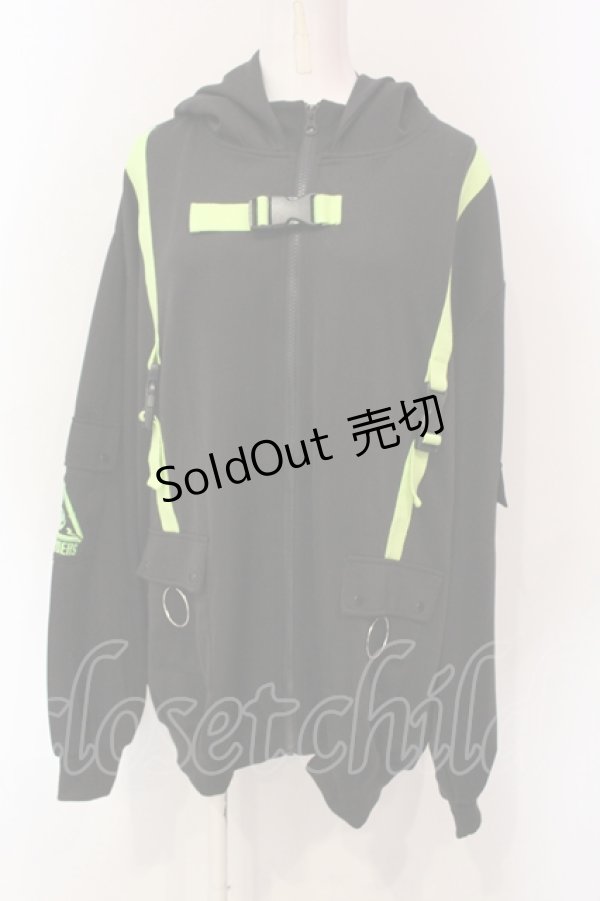 画像1: ACDC RAG / 渦雷ジャケット  ブラック×グリーン O-25-06-10-082-PU-JA-IG-ZY (1)