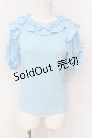 画像: axes femme kawaii / フリルリボン半袖カットプル M サックス O-25-06-10-085-AX-TO-IG-OS