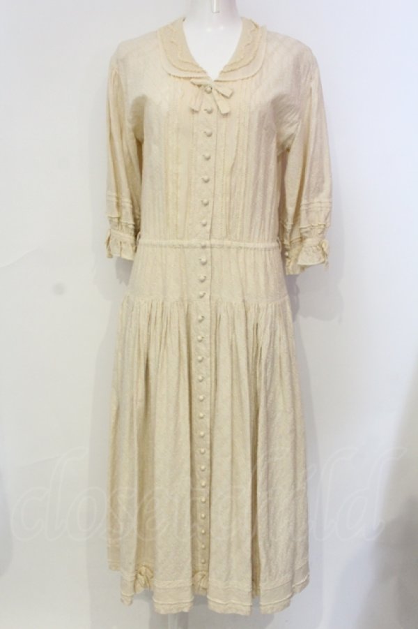 画像1: KANEKO ISAO / カットワークレースワンピース  アイボリー O-25-06-10-091-EL-OP-OW-ZT376 (1)