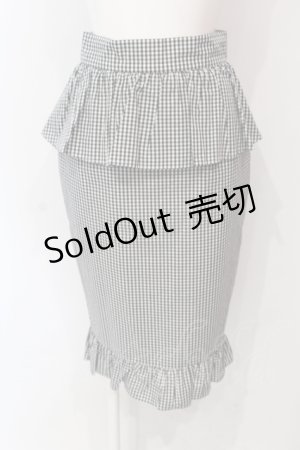 画像: E hyphen world gallery / ペプラムギンガムスカート S クロ O-25-06-10-098-LO-SK-OW-OS