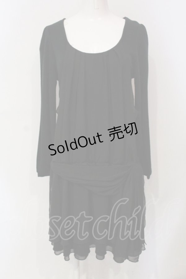 画像1: axes femme / 異素材切り替えニットワンピース  クロ O-25-06-10-013-AX-OP-IG-OS (1)