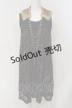 画像: axes femme / ベロアローズノースリーブワンピース M クロ O-25-06-10-017-AX-OP-IG-OS
