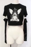 画像1: NOVESSEL / アームカバー付きクロップド丈Tシャツ  ブラック O-25-06-10-022-PU-TO-OW-OS (1)