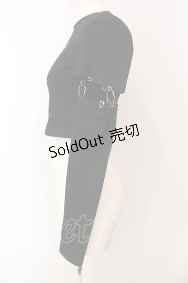 画像2: NOVESSEL / アームカバー付きクロップド丈Tシャツ  ブラック O-25-06-10-022-PU-TO-OW-OS (2)