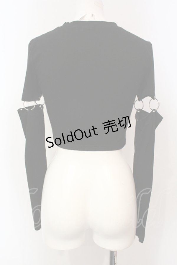 画像3: NOVESSEL / アームカバー付きクロップド丈Tシャツ  ブラック O-25-06-10-022-PU-TO-OW-OS (3)