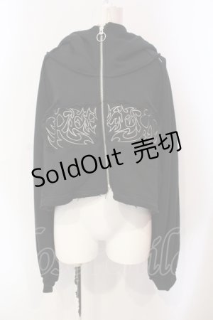 画像: REFLEM / ツノフードクロップドジップアップパーカー F ブラック O-25-06-10-023-PU-TO-OW-OS