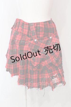 画像: PUNKその他 / チェックアシメミニスカート  レッド O-25-06-10-024-PU-PA-OW-OS