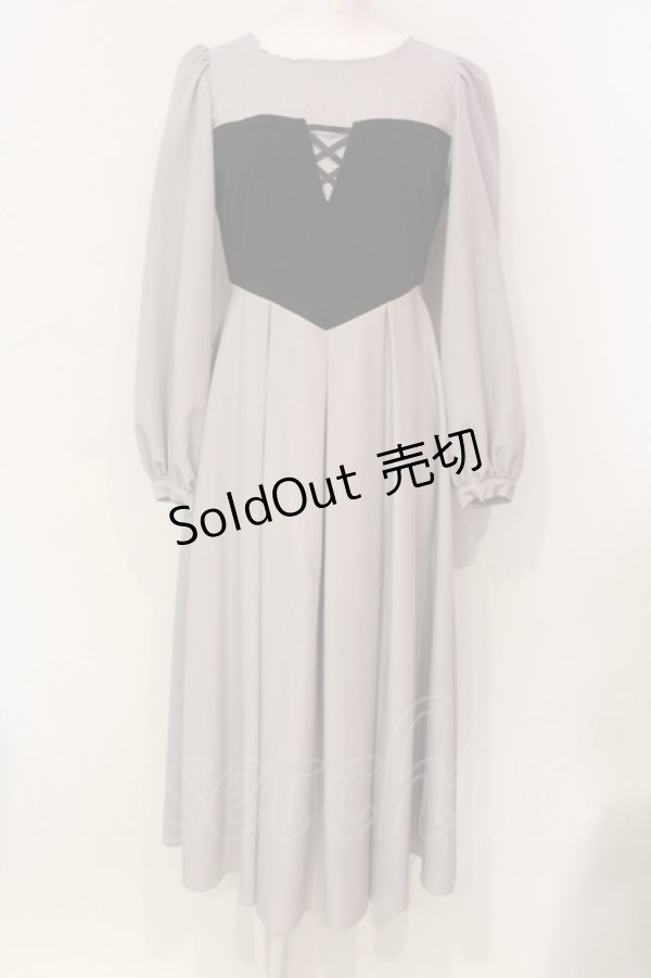 画像1: Maison de FLEUR Petite Robe canone / 森でワルツをワンピース S グレー O-25-06-12-030-EL-OP-OW-OS (1)